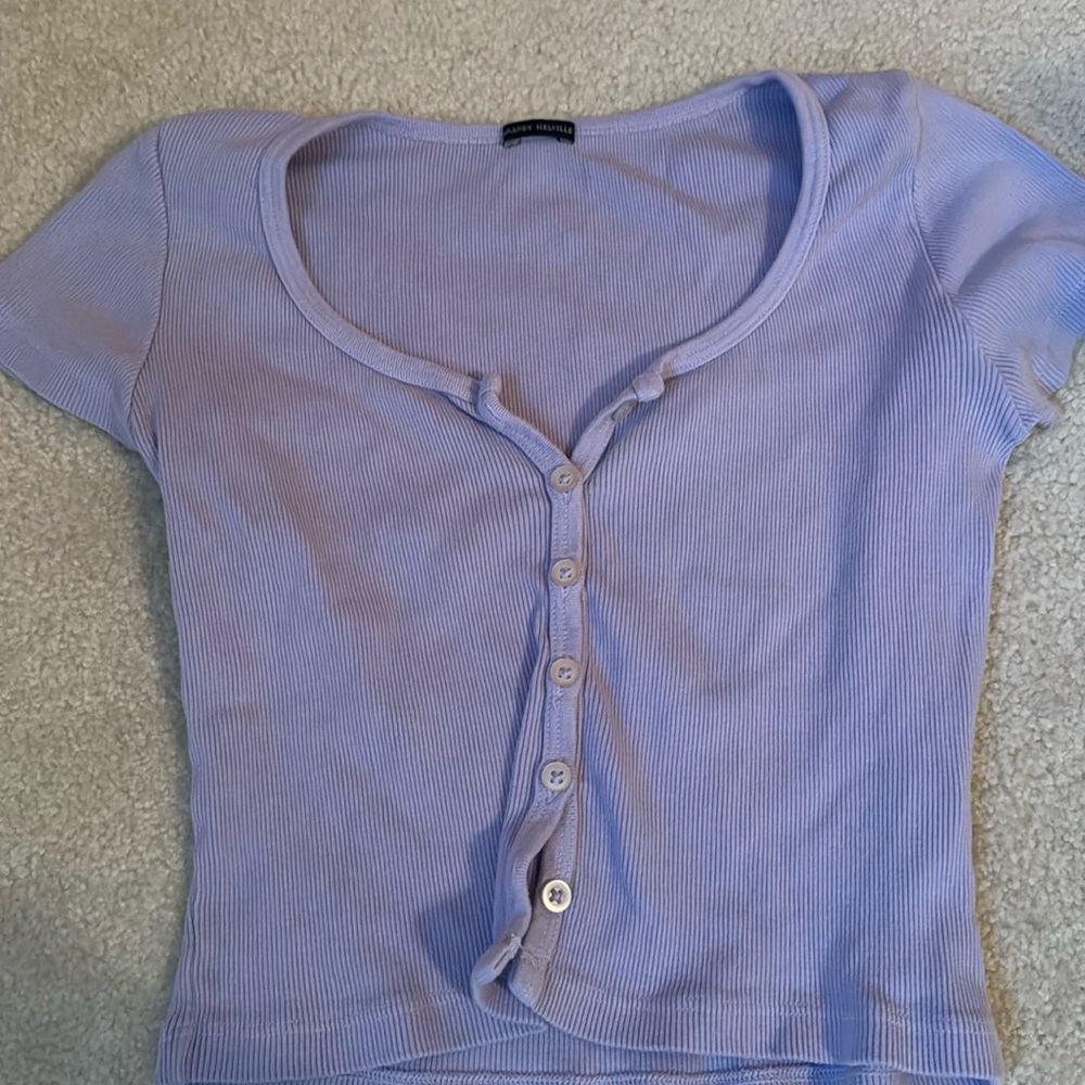 purple brandy melville button crop top